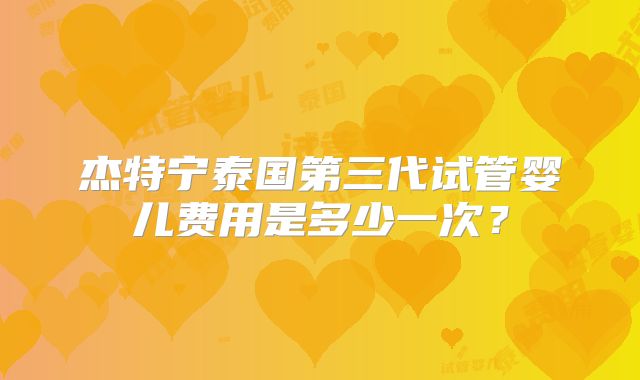 杰特宁泰国第三代试管婴儿费用是多少一次？