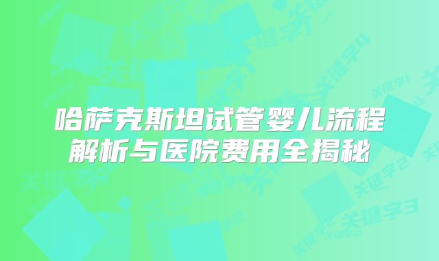 哈萨克斯坦试管婴儿流程解析与医院费用全揭秘