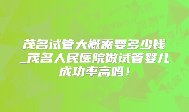 茂名试管大概需要多少钱_茂名人民医院做试管婴儿成功率高吗！