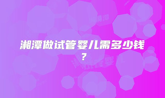 湘潭做试管婴儿需多少钱？