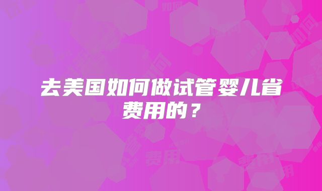 去美国如何做试管婴儿省费用的？