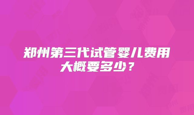 郑州第三代试管婴儿费用大概要多少？