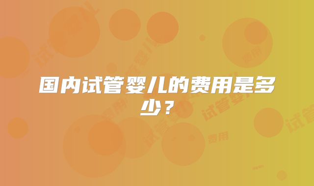 国内试管婴儿的费用是多少？