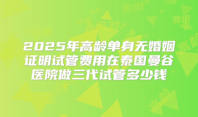 2025年高龄单身无婚姻证明试管费用在泰国曼谷医院做三代试管多少钱
