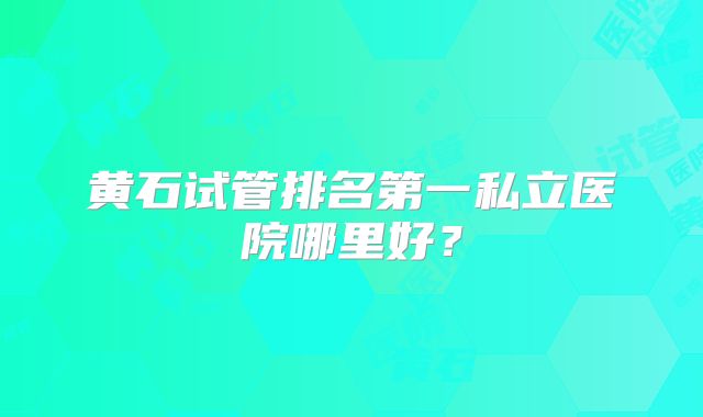 黄石试管排名第一私立医院哪里好？