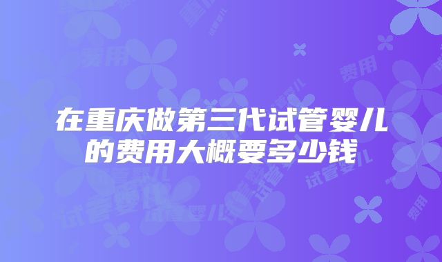 在重庆做第三代试管婴儿的费用大概要多少钱