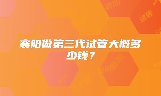 襄阳做第三代试管大概多少钱？