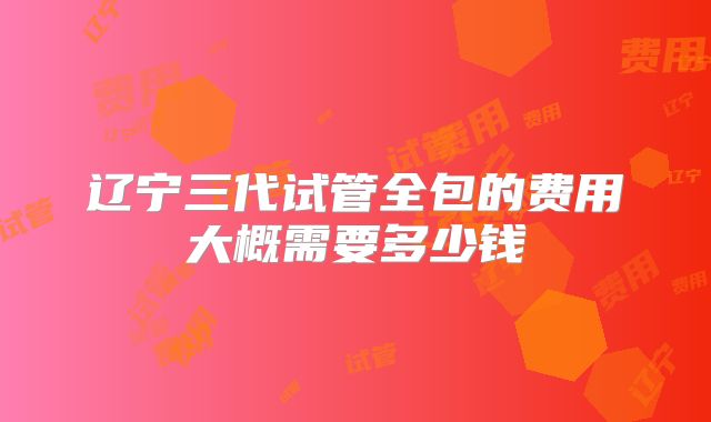 辽宁三代试管全包的费用大概需要多少钱