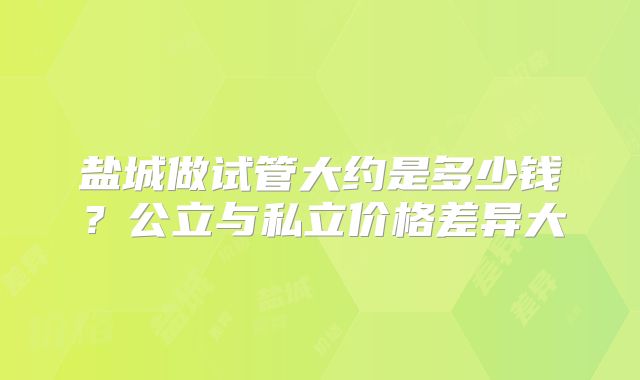 盐城做试管大约是多少钱?公立与私立价格差异大