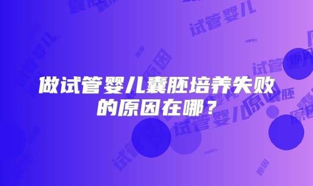 做试管婴儿囊胚培养失败的原因在哪？