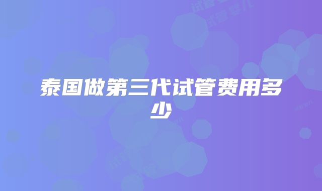 泰国做第三代试管费用多少