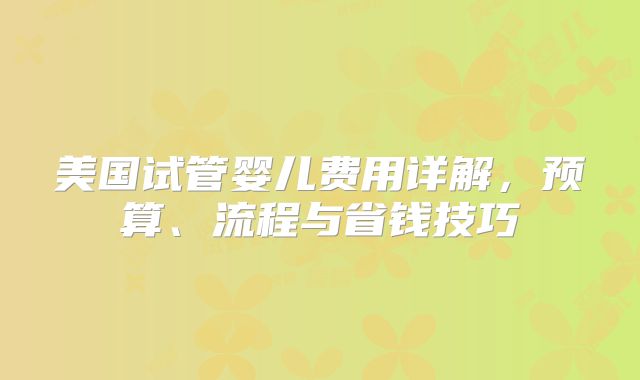 美国试管婴儿费用详解,预算、流程与省钱技巧