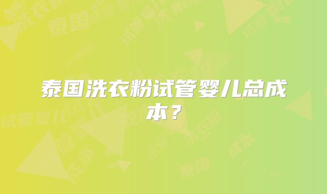 泰国洗衣粉试管婴儿总成本？