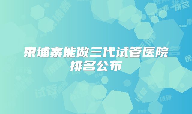 柬埔寨能做三代试管医院排名公布
