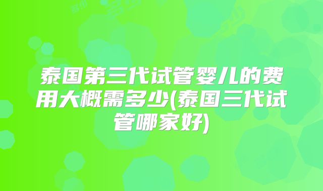 泰国第三代试管婴儿的费用大概需多少(泰国三代试管哪家好)