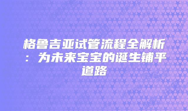 格鲁吉亚试管流程全解析：为未来宝宝的诞生铺平道路