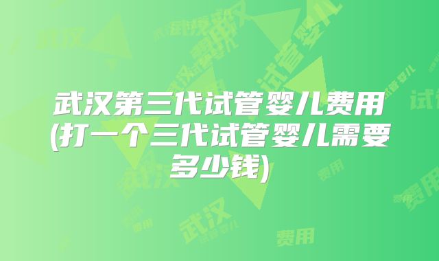 武汉第三代试管婴儿费用(打一个三代试管婴儿需要多少钱)