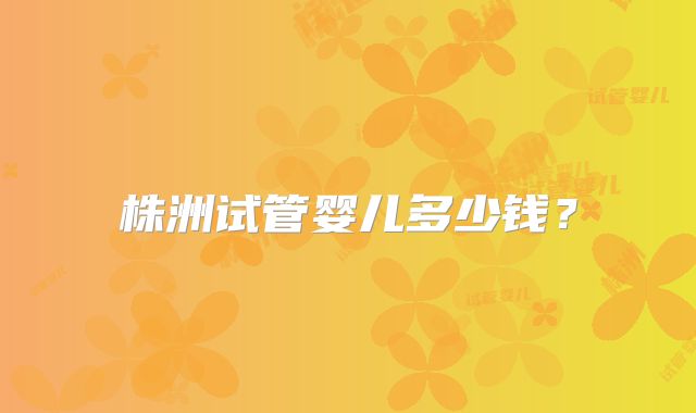 株洲试管婴儿多少钱？
