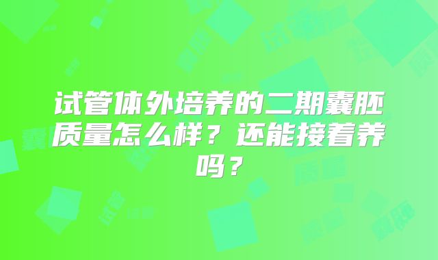 试管体外培养的二期囊胚质量怎么样？还能接着养吗？