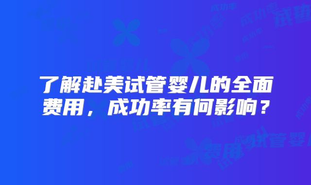 了解赴美试管婴儿的全面费用，成功率有何影响？