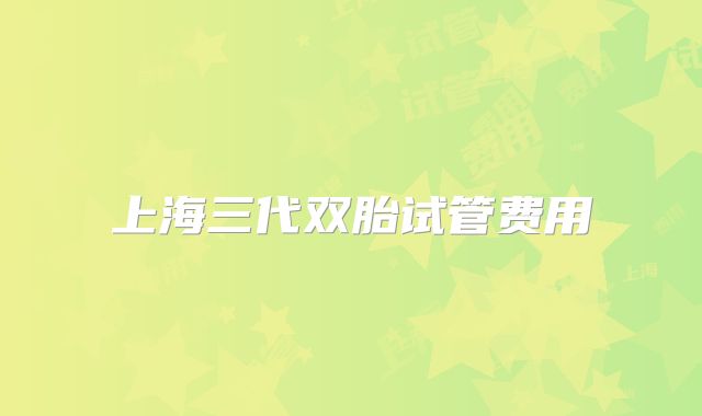 上海三代双胎试管费用