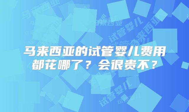 马来西亚的试管婴儿费用都花哪了？会很贵不？