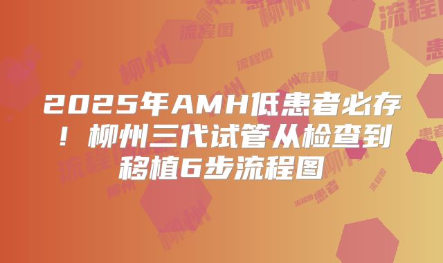 2025年AMH低患者必存！柳州三代试管从检查到移植6步流程图