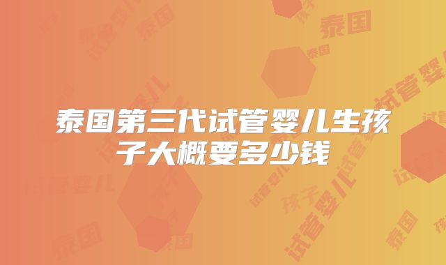泰国第三代试管婴儿生孩子大概要多少钱