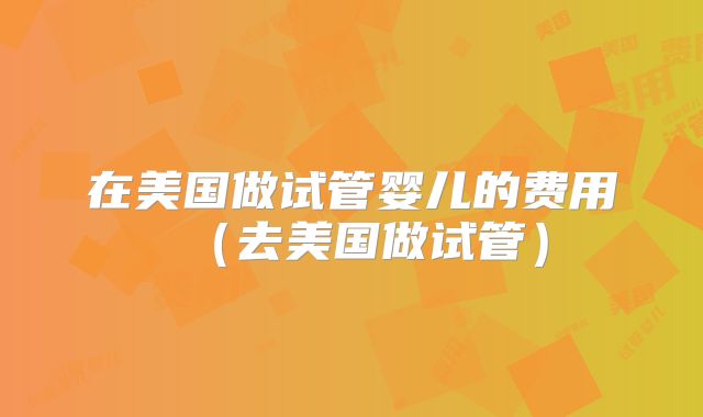 在美国做试管婴儿的费用（去美国做试管）