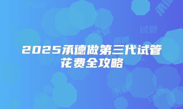 2025承德做第三代试管花费全攻略