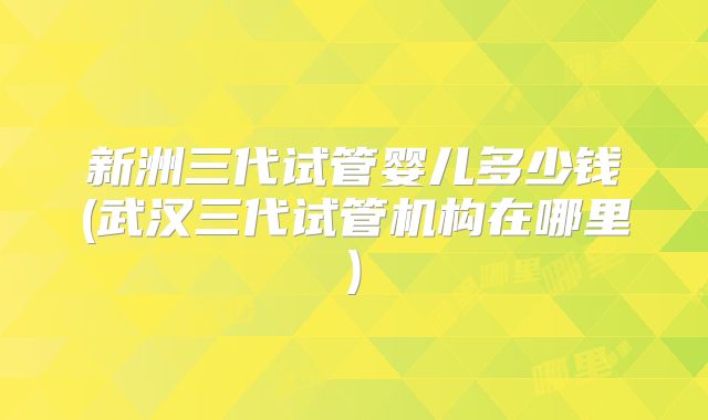 新洲三代试管婴儿多少钱(武汉三代试管机构在哪里)
