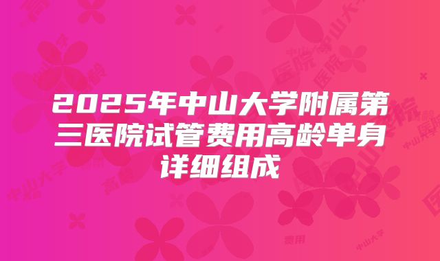 2025年中山大学附属第三医院试管费用高龄单身详细组成
