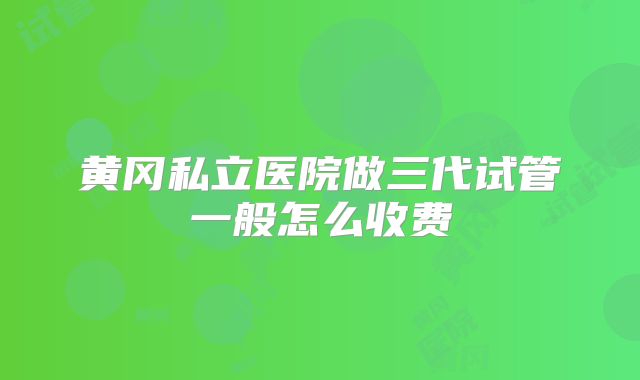 黄冈私立医院做三代试管一般怎么收费