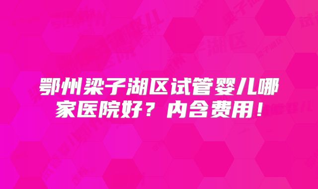 鄂州梁子湖区试管婴儿哪家医院好？内含费用！
