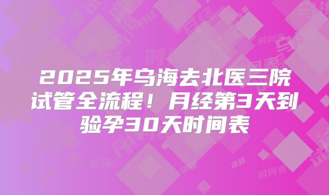 2025年乌海去北医三院试管全流程！月经第3天到验孕30天时间表