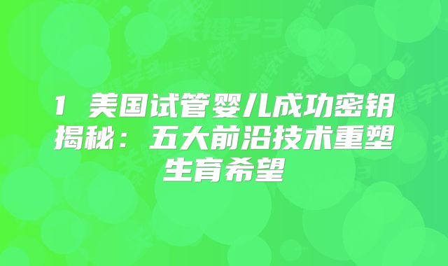 1 美国试管婴儿成功密钥揭秘：五大前沿技术重塑生育希望