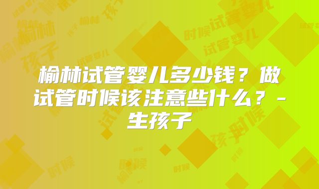 榆林试管婴儿多少钱？做试管时候该注意些什么？-生孩子