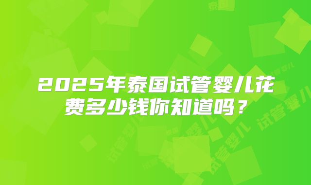 2025年泰国试管婴儿花费多少钱你知道吗？