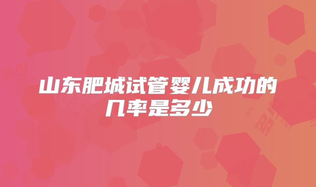 山东肥城试管婴儿成功的几率是多少