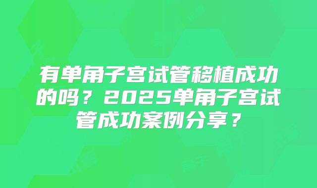 有单角子宫试管移植成功的吗？2025单角子宫试管成功案例分享？