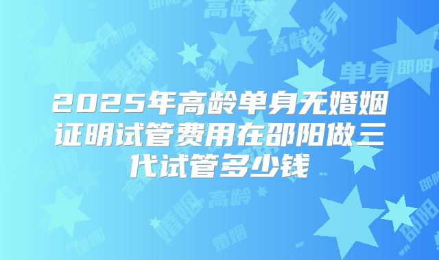 2025年高龄单身无婚姻证明试管费用在邵阳做三代试管多少钱