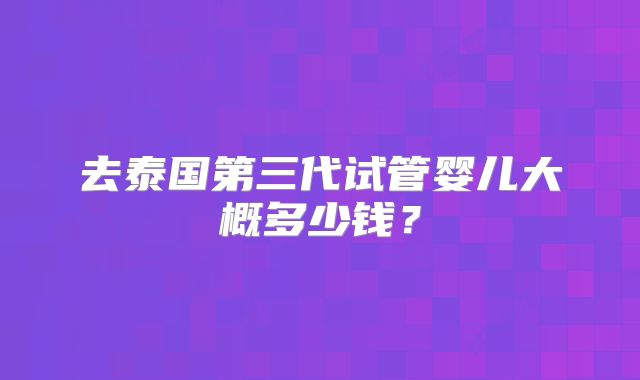 去泰国第三代试管婴儿大概多少钱？