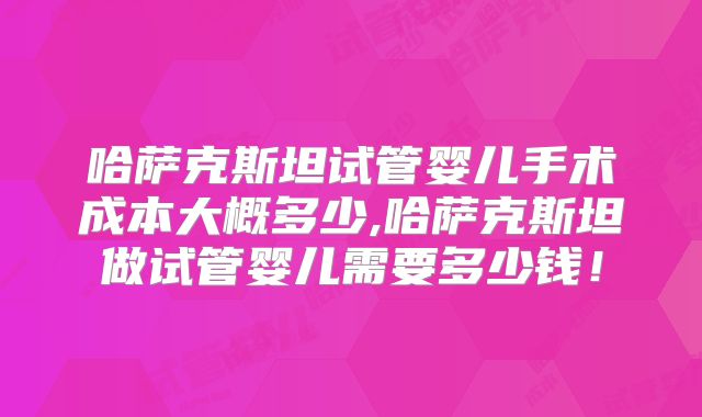 哈萨克斯坦试管婴儿手术成本大概多少,哈萨克斯坦做试管婴儿需要多少钱！