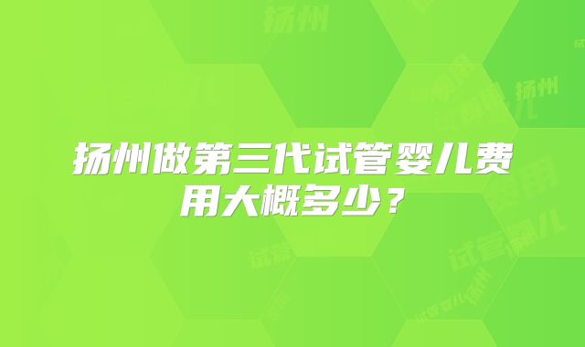 扬州做第三代试管婴儿费用大概多少?