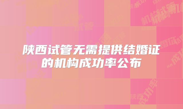 陕西试管无需提供结婚证的机构成功率公布