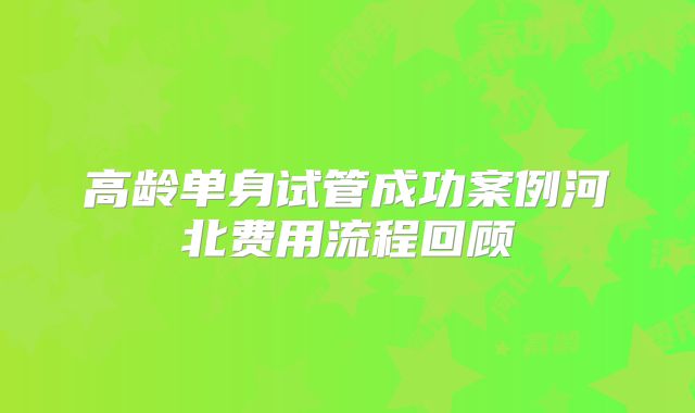 高龄单身试管成功案例河北费用流程回顾