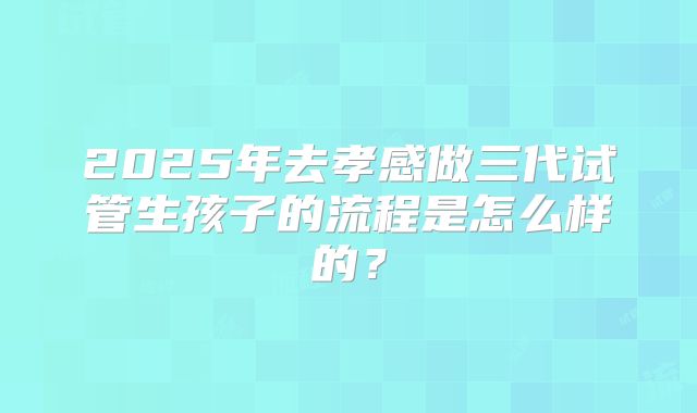 2025年去孝感做三代试管生孩子的流程是怎么样的？