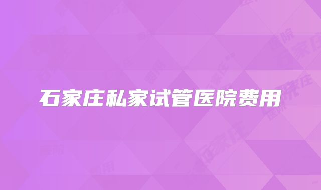 石家庄私家试管医院费用