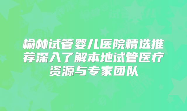 榆林试管婴儿医院精选推荐深入了解本地试管医疗资源与专家团队