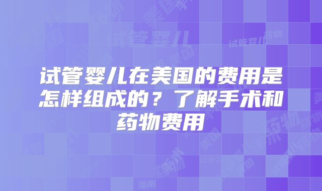 试管婴儿在美国的费用是怎样组成的？了解手术和药物费用